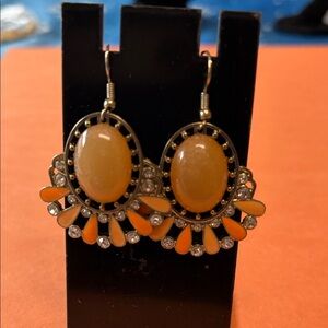 Elegant Coral and Gold Earrings